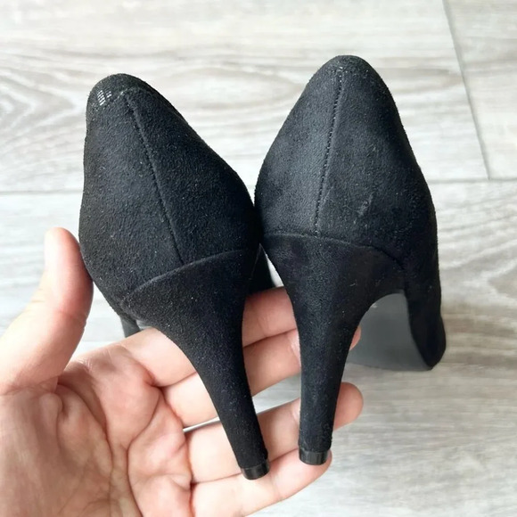 Naturalizer Timber Black Faux Suede Heeled Bootie Boots - Picture 6 of 14